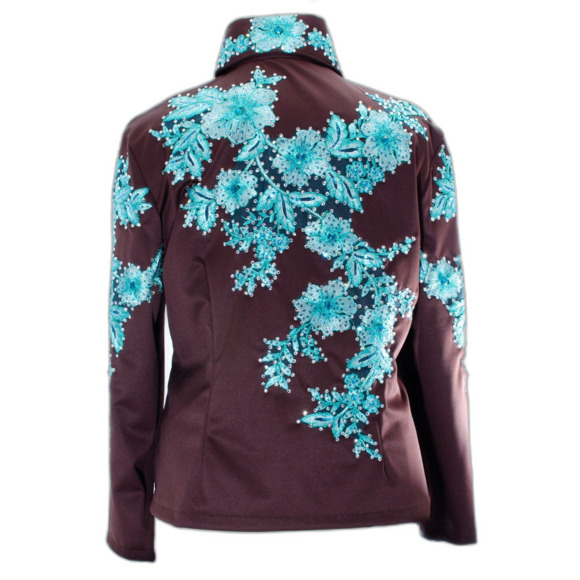 Absolutely Gorgeous Chocolate Brown with Teal Overlay Show Jacket - 2X - Picture 2 of 9